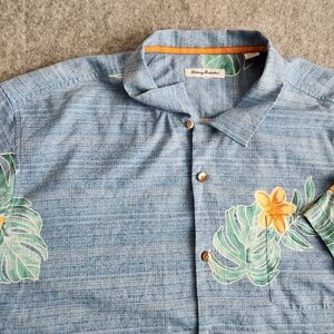 Tommy Bahama Men's 4XLT Tropical Print Silk Button Up Shirt Blue Island Zone